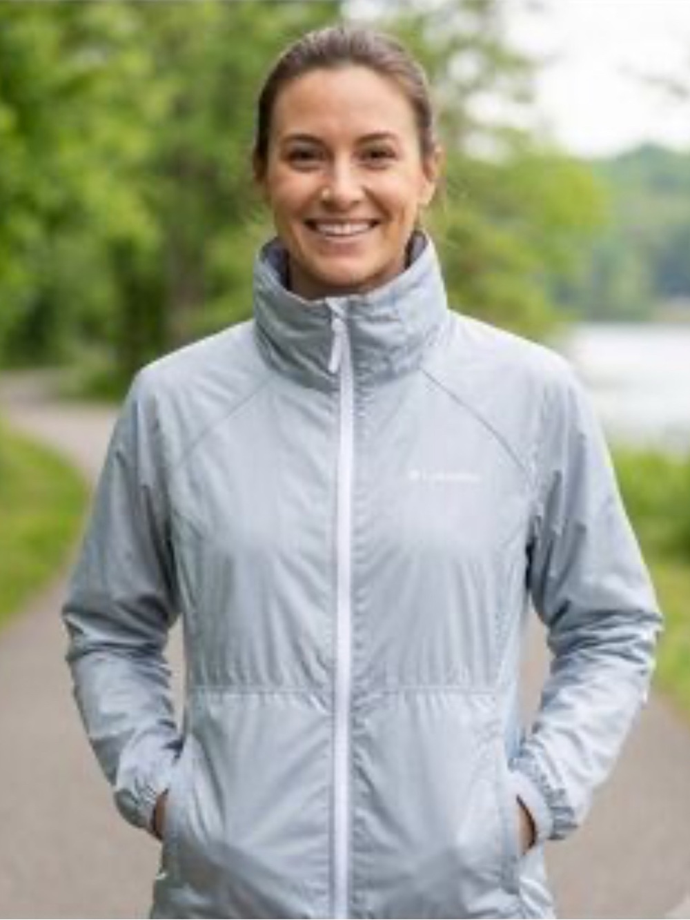 Columbia Light Gray Full‑Zip Lightweight Jacket